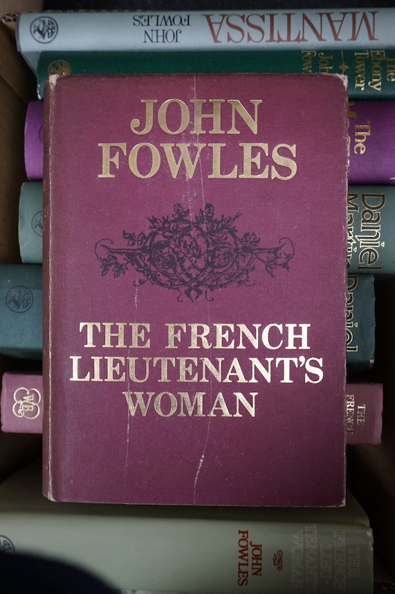 Fowles, John - 8 works - The French Lieutenant’s Woman, 1st edition, ink ownership inscription to front half title, 8vo, cloth in unclipped d/j, Jonathan Cape, London, 1969, 2 further copies, 8th printing, with unclipped